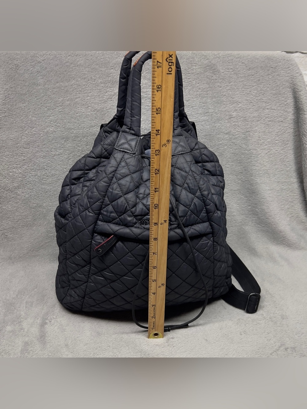 MZ Wallace Metro Convertible Backpack Tote Black Quilted Nylon Shoulder Bag - Picture 5 of 12